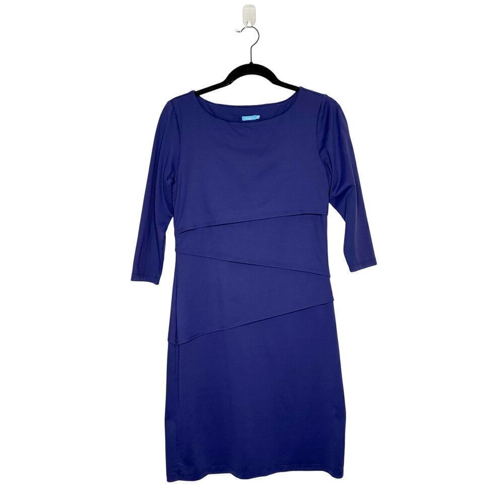 J. McLaughlin Tiered 3/4 Sleeve Dress Women's Blue Size Small
